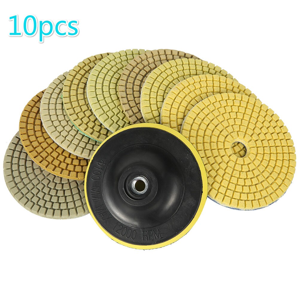 15 Stks/set Diamant Polijsten 4Inch 100Mm Nat/Droog Polijsten Backer Graniet Marmer Beton Steen Slijpschijven handgereedschap: type1-10pcs