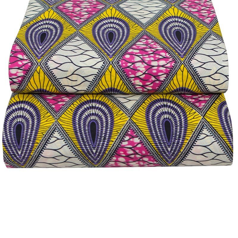Guarantee Real Wax African Fabric Colourful Rhombus Pattern Print Fabric
