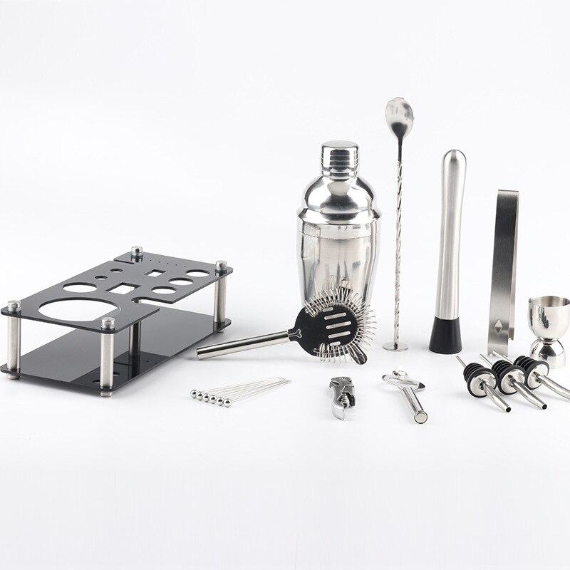 Kit de bartender coquetel e coqueteleira, 18 peças, ferramentas com suporte, martini, boston, para beber, festa em casa, bar, acessórios de vinho