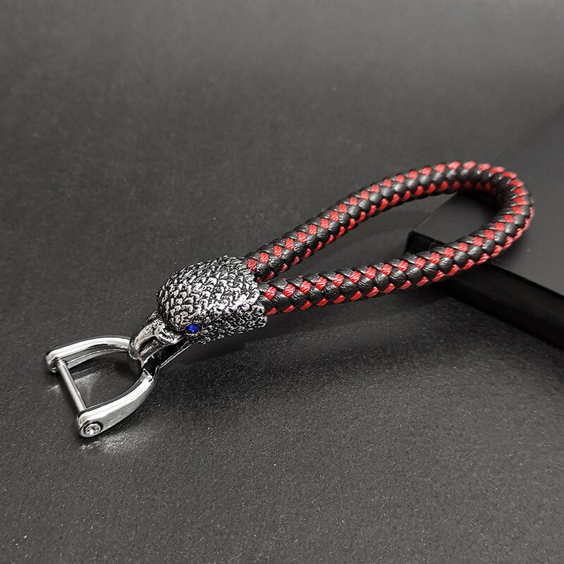 Adelaar sleutelhanger zinklegering autosleutelhouder dames en heren metalen afneembare dieren sleutelhanger merk leren sleutels portemonnee: Zwart en rood