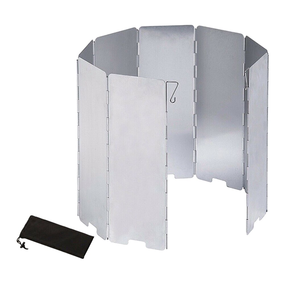 Estufa de Gas plegable, 9 placas, parabrisas, quemador de cocina de acampada al aire libre, pantalla a prueba de viento, estufa de aleación de aluminio para exteriores: Default Title
