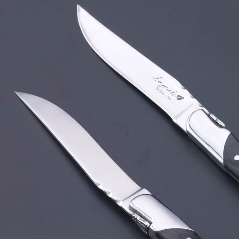 6 Stuks 8.7 &quot;Laguiole Stijl Steak Mes Roestvrij Staal Zwarte Houten Handgrepen Diner Messen Bestek Bestek Set Westerse Bruiloft
