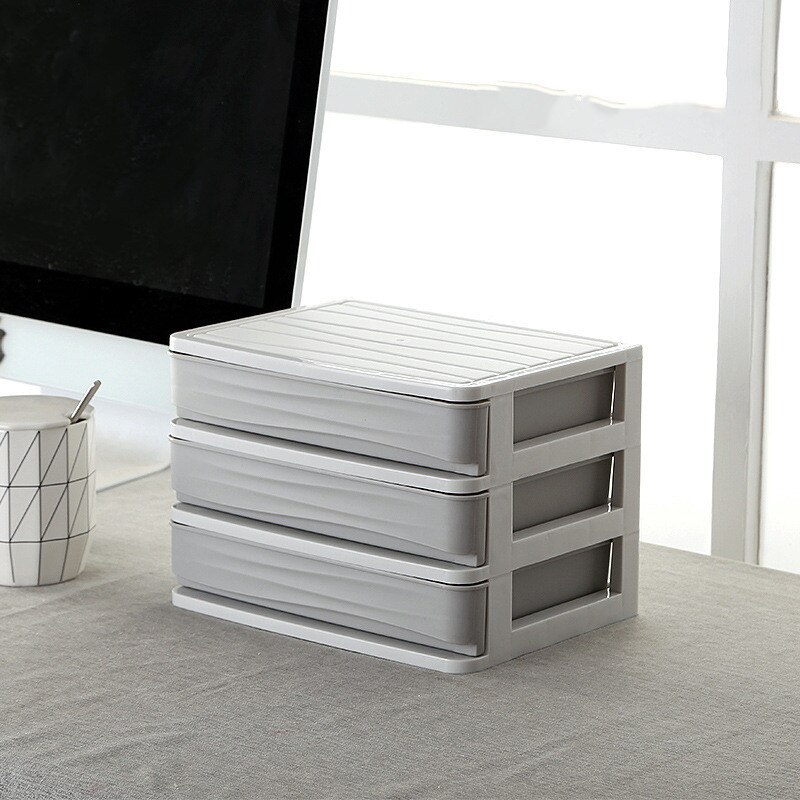 Large Capacity Makeup Organizer Cosmetics Storage Box Four Layer Drawer Jewelry Nail Polish Desktop Sundries Storage Box: Gray 3 Layer