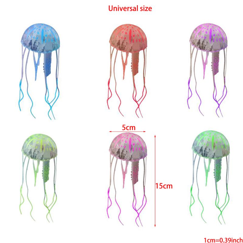 6 stuks gloeiende kwallen ornament decoratie voor aquarium vissenkom  c6ue