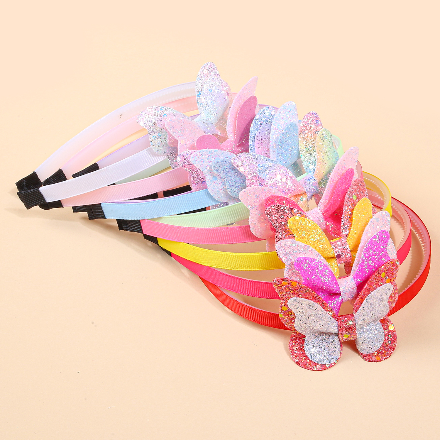 3 uds. Diademas con lazo para el pelo con purpurina para niñas y niños, diademas de plástico con lazos de mariposa brillantes, accesorios para el cabello para niños