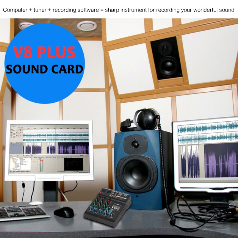 4 Channels Mini USB Audio Mixer Amplifier Console Bluetooth Record Phantom Mixer With Sound Card Mixer Live Studio Audio Mixing