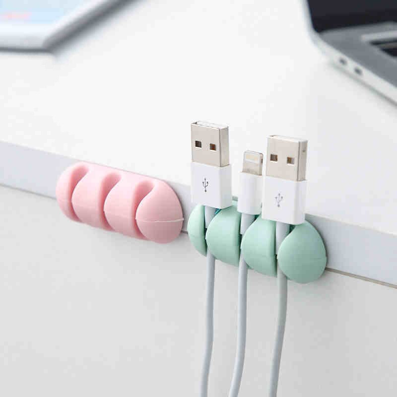 2pcs/lot Desktop Cable Organizer Self-AdheSive Silicone Wire Winder Cord Clip Cable Storage Holder For Office Wire Management