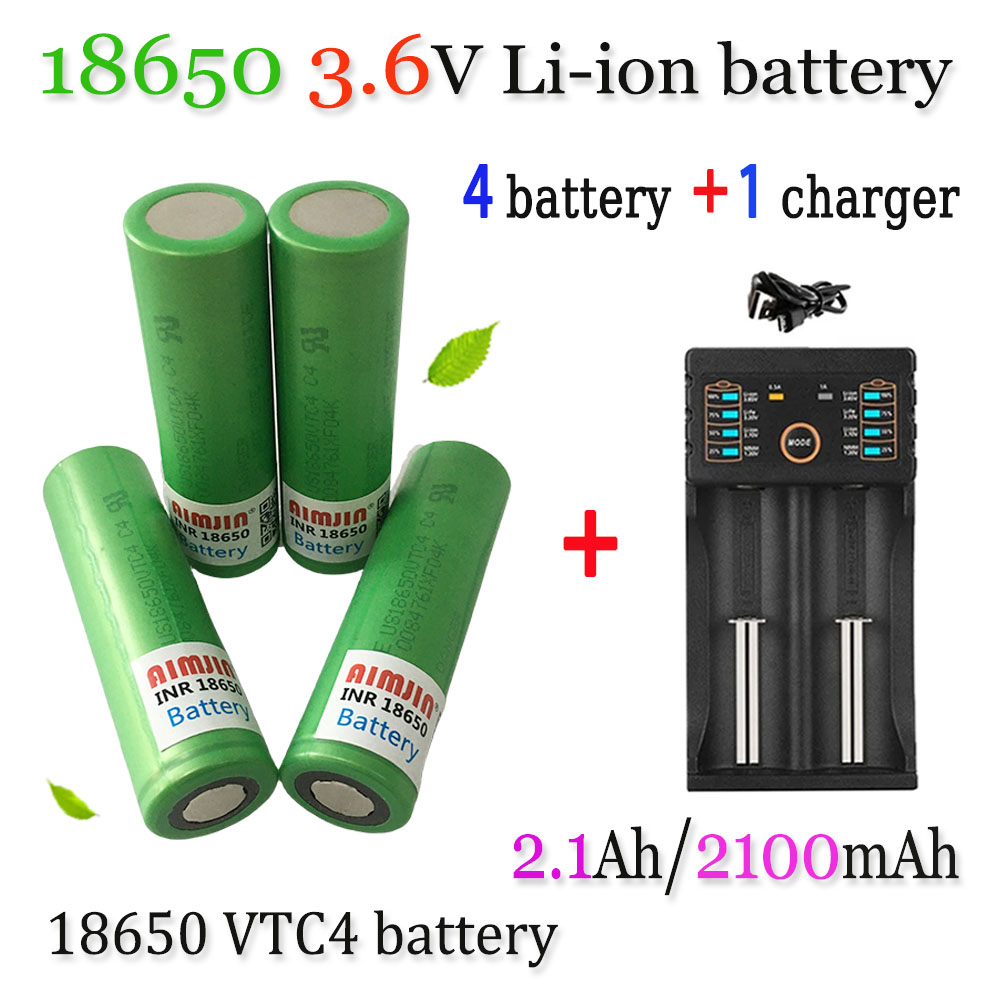 Original 3.6V 2100mAh 18650 Battery For Us 18650 VTC4 30A Toys Tools Flashlight Battery: green