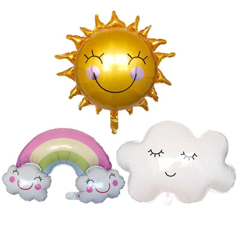 1Pcs Cartoon Regenboog Glimlach Blauwe Wolk Zon Folie Ballon Kids Speelgoed Voor Bruiloft Gelukkige Verjaardag Party Decor Baby douche Globos