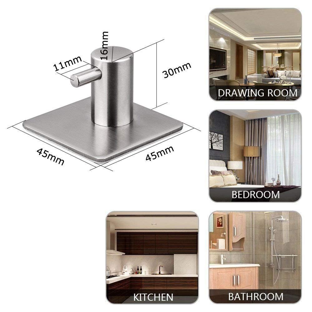 ! Pack 5 crochets auto-adhésif crochet, sac 5 304 acier inoxydable chapeau serviette robes cintre cintre salle de bains cuisine salle de bain cl