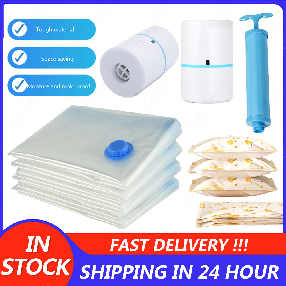 Vacuüm Compressiezak + Hand/Elektrische Pomp Zuigpomp Mini Vacuüm Sealer Machine + Herbruikbare Opbergtas Voor Kleding Quilt