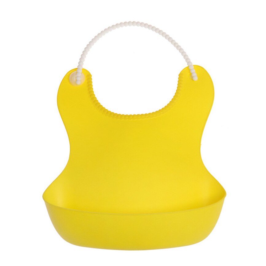 Cute Kid Infant Bibs Baby Soft Silicone Bib Waterproof Saliva Dripping Bibs solid color stereo bib silicone children meal pocket: Yellow