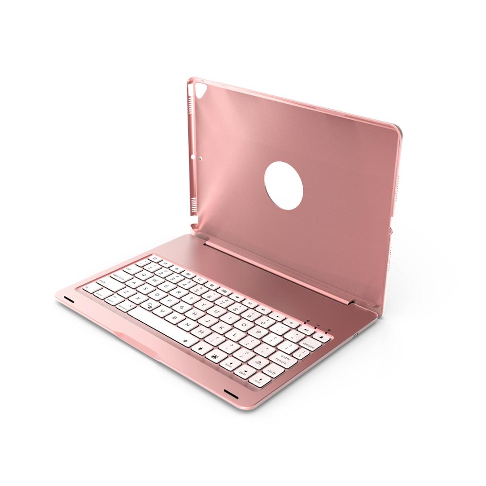 Für iPad 10,2 Hintergrundbeleuchtung Drahtlose Bluetooth Tastatur fallen Für iPad 10,2 Zoll Tablette Aluminium Legierung Stand Abdeckung + Stift: Rose Gold