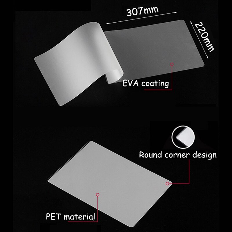 Filme de estratificação do animal de estimação de eva do espaço livre dos malotes 220mm x 307mm da estratificação térmica de 70 mic a4/folhas para o cartão 100 unidades/pacote dos arquivos de papel da foto