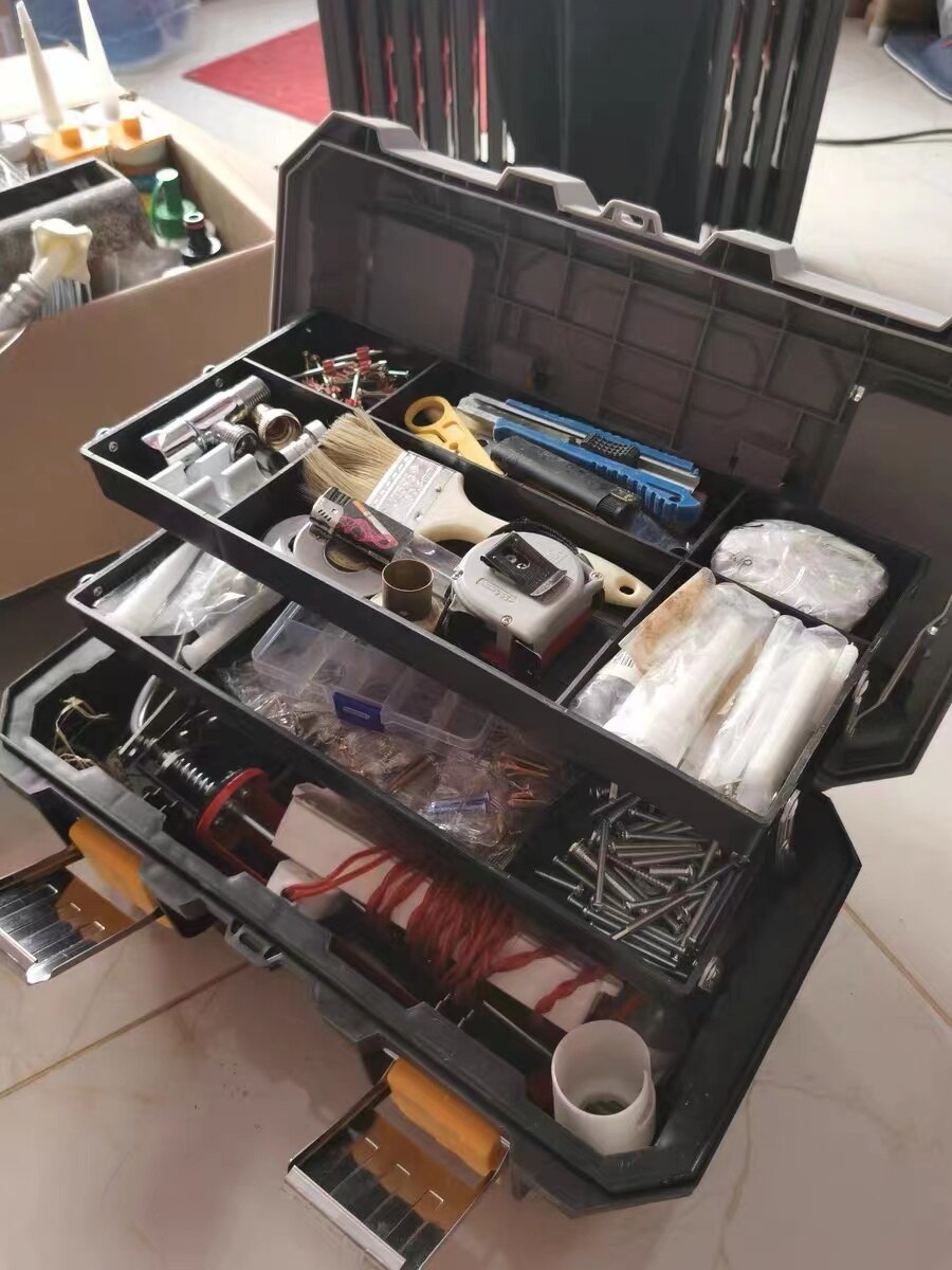 Household maintenance tools portable electrician box multi-function three-layer folding hardware tool box car storage box