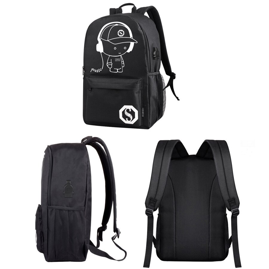 Anti-Dief Tas Lichtgevende Schooltassen Voor Jongens Student Rugzak 15-17 Inch Mochila Met Usb Opladen poort Slot Schooltas