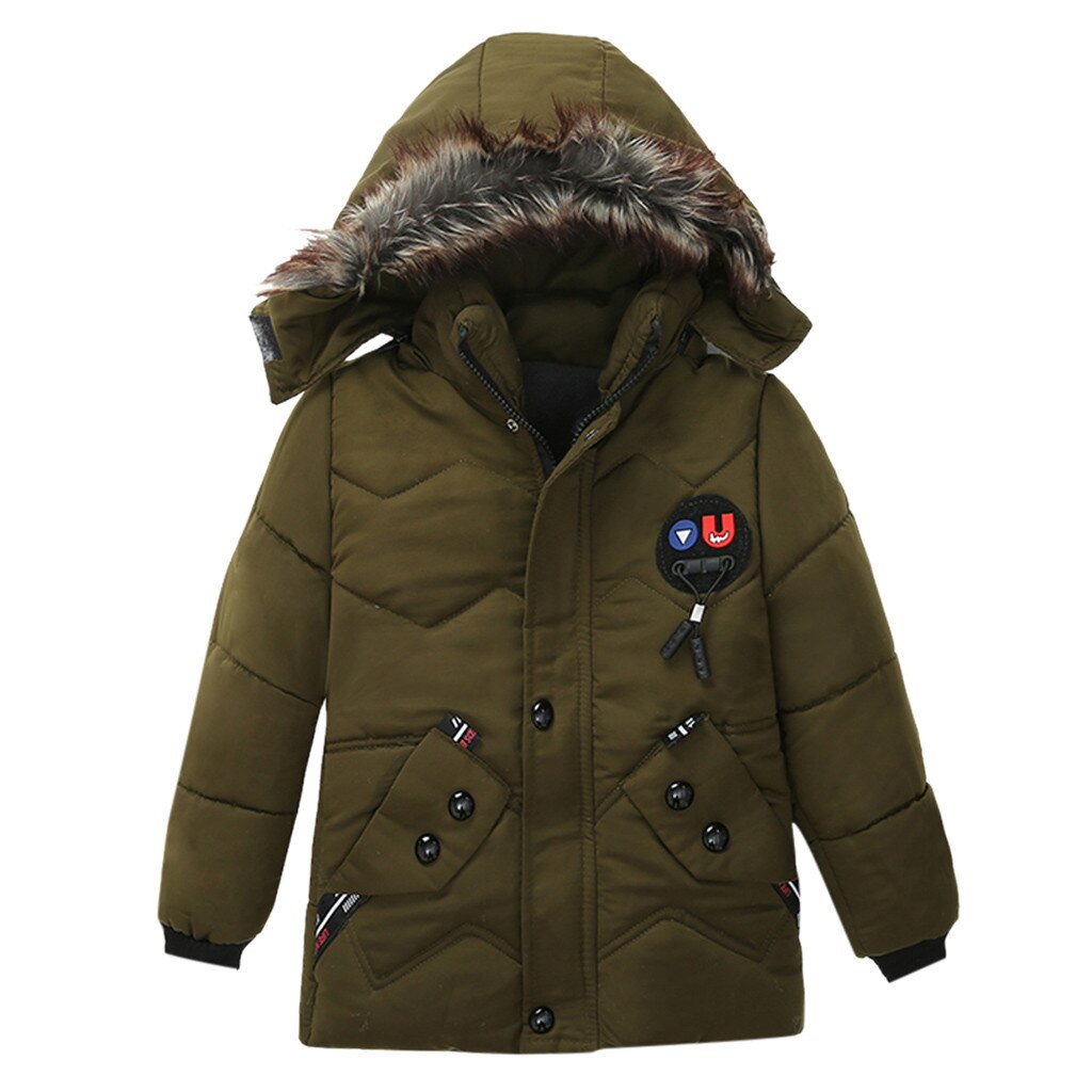 Winter Kids Jongen Winddicht Hooded Down Jas Winter Baby Meisjes Kleding Kinderen Katoen Gevoerde Bovenkleding Jas Dikke Warme Jassen: Green / 2T