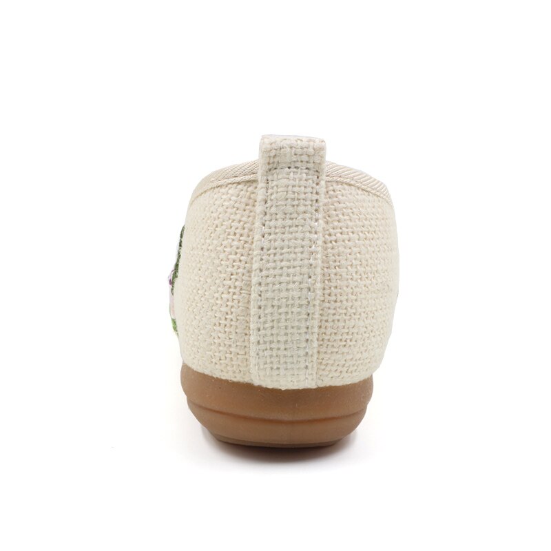 National Hemp Linen Women Flats Casual Shoes Ladies Flower Embroidered Shoes Mother Flat Shoes Female SNE-670