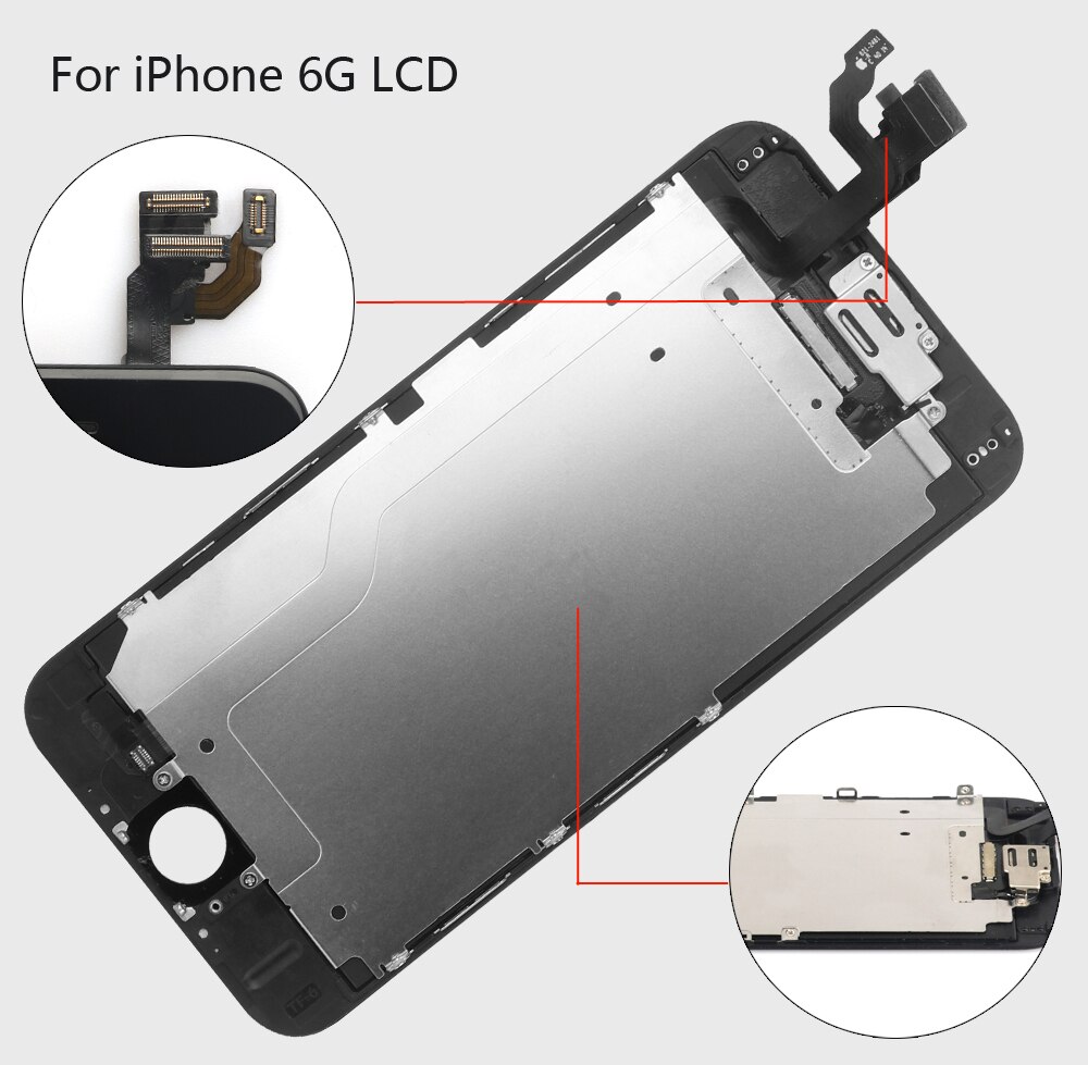 OEM Vollen Satz von LCD Bildschirm Teile Frontkamera Heimat Taste Schlüssel flexibel Kabel Voll Schrauben für iPhone 6