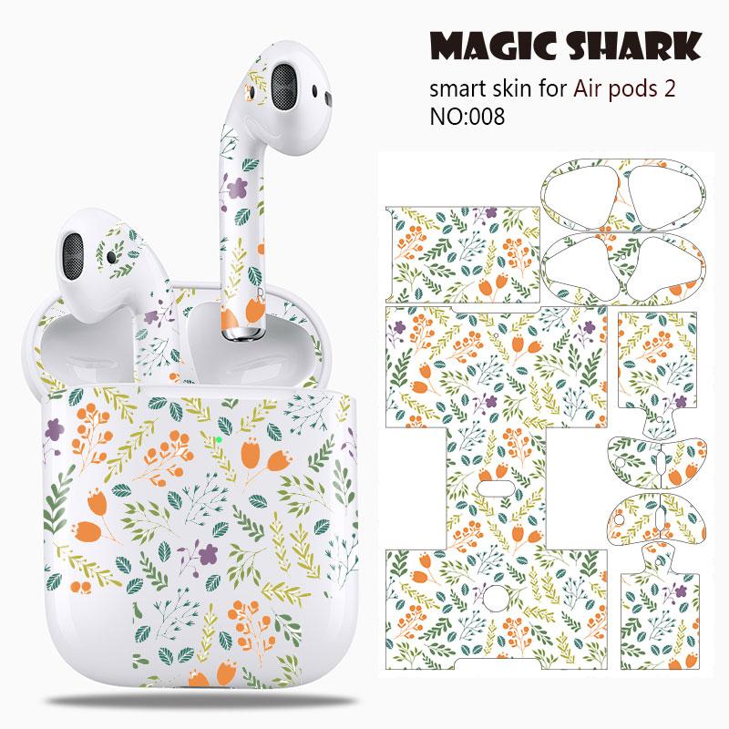 Magic Shark Clear Leaf Flower The North Face Leopard Cells Ultra Thin Sticker Case Film for Apple Airpods 2 Airpods2 001-019: 008