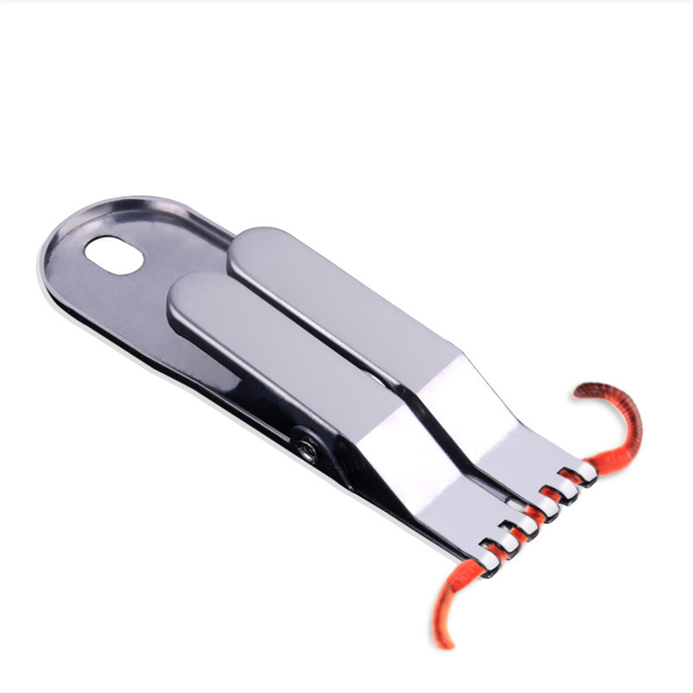 Stainless Steel Earthworm Bloodworm Bait Hook Clip Fishing Lure Clip Tools Connector Multifunction Fishing Tackle Accessorie