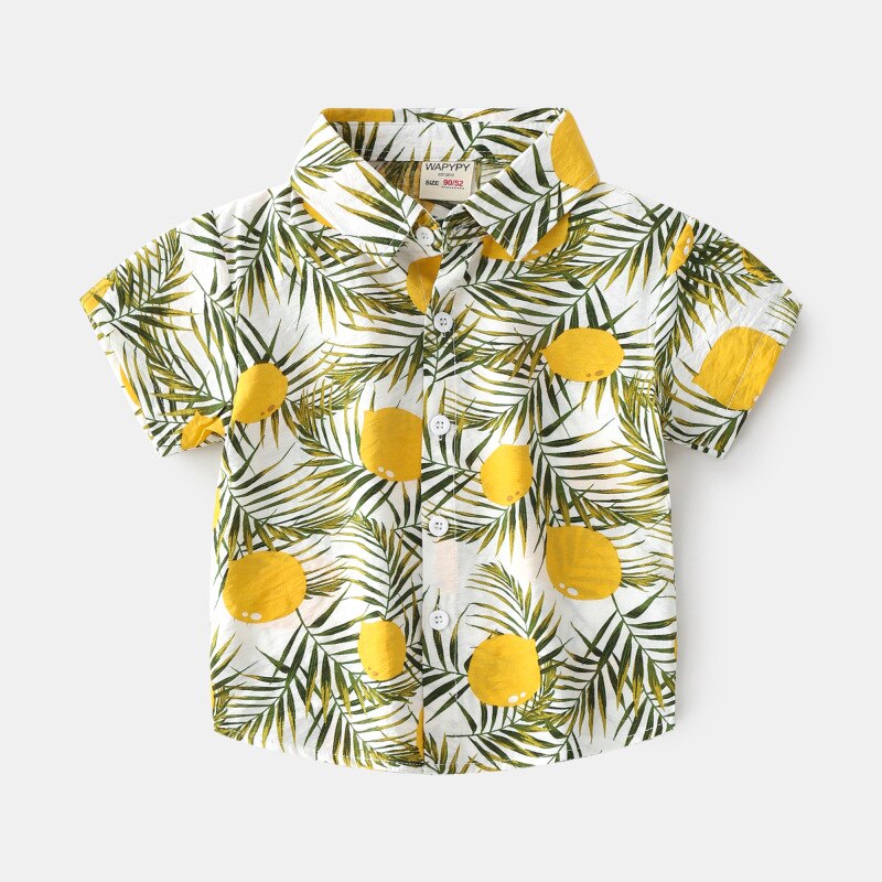 Toddler Baby Boy Girls Clothes Kids Short Sleeve Floral Shirt Boho Beach Print Party Gentleman Summer Vacation Boys Shirt