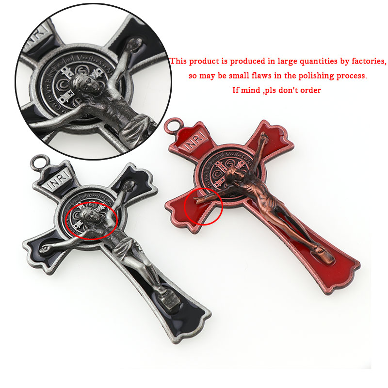 Kleurrijke Enamel Jesus Kruisbeeld Dubbele Gelijkspel Kruisen Charms INRI Benedictus Crucifix Hangers Voor Hangers Ketting