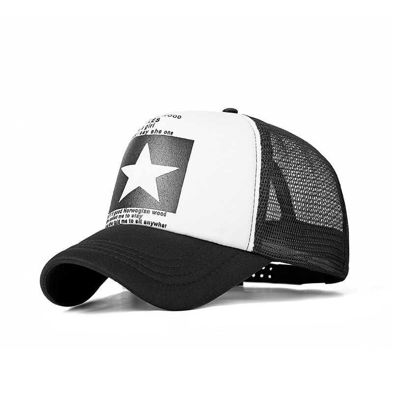 Marken-baseballkappe, damen-baseballmütze, atmungsaktive sommer-mesh-kappe für herren und damen, baseballkappen, gorras: Weiß schwarz