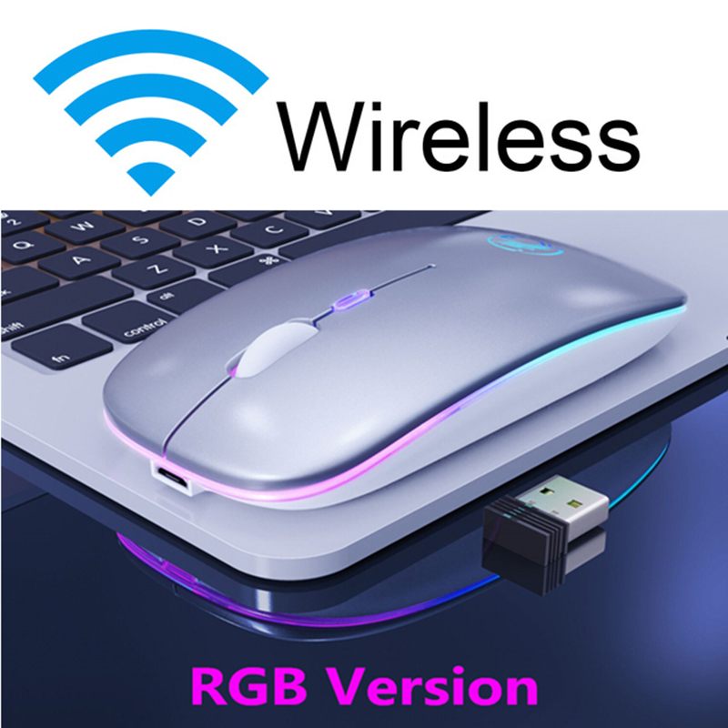 Bluetooth Muis Oplaadbare Draadloze Muis Bluetooth Computer Muis Stille Ergonomische Mause Usb 2.4G Optische Muizen Voor Pc Laptop: RGB Mouse White