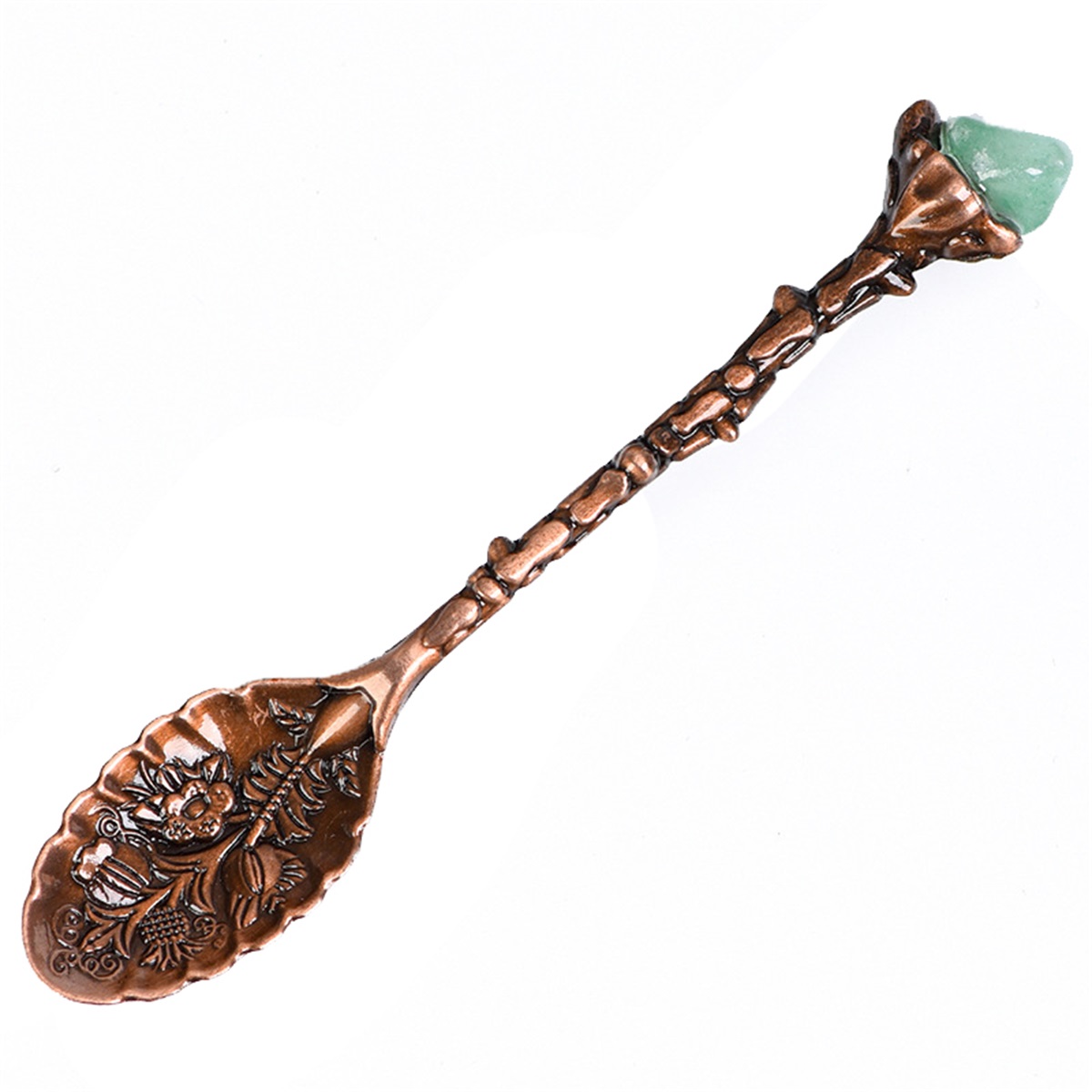 Crystal Head Spoon Dining Bar Vintage Royal Style Spoons Alloy Carved Leaf Mini Coffee Spoon Dessert Tea Home Decor: plum