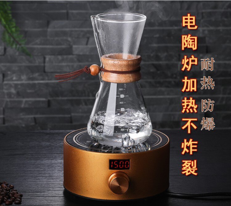 400ml 600ml 800ml Espresso Coffe Machine tea water Pot set Stainless Steel Filter Pot Resistant Glass Maker Coffee Pot