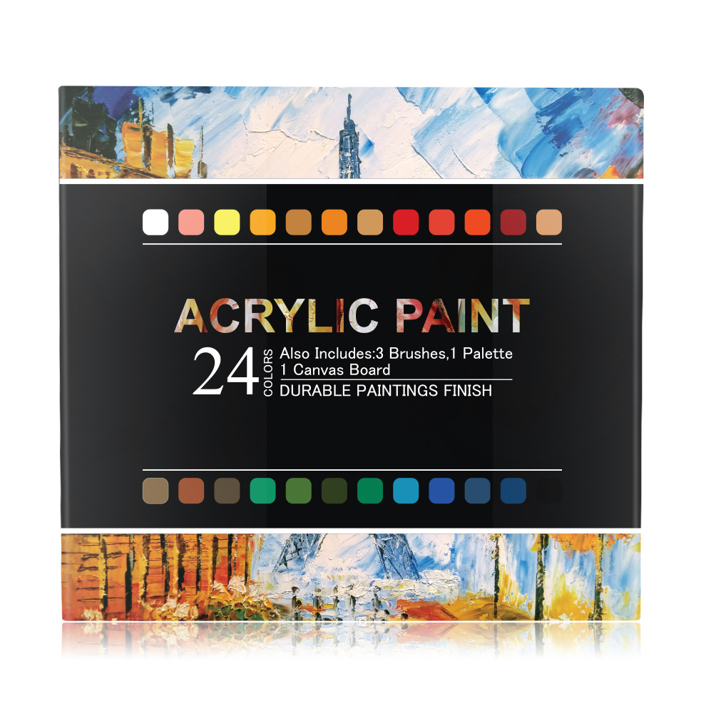 Acryl Verf Set - 24 -Pack Schilderen Voor Canvas, Hout, Keramiek, Stof, acryl Verf Voor Beginners En Professionele Kunstenaars