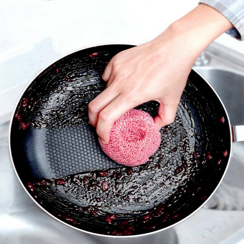 Boule de nettoyage en microfibre Nano, boule de nettoyage de cuisine, brosse à huile antiadhésive, Pot artefact boule en acier, outil ménager