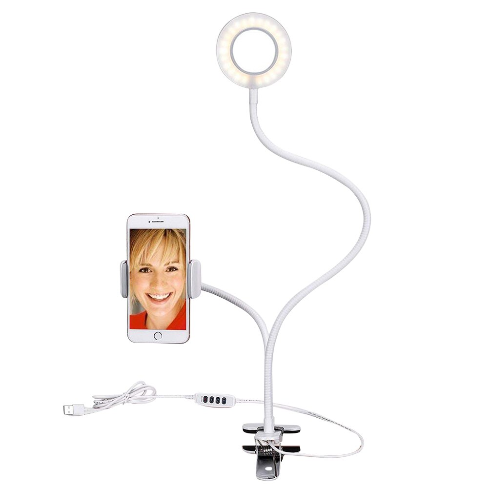 Beauté maquillage lampe à LED téléphone portable Selfie en direct LED vidéo photographie Selfie anneau lumière réglable lumière Clip éclairage bureau Lightin: Bleu