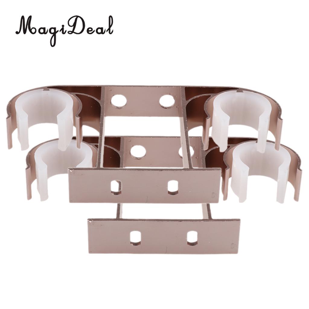 2x Aluminium Gordijnroede Pole Muur Beugels Haak Houder Dubbele Stang