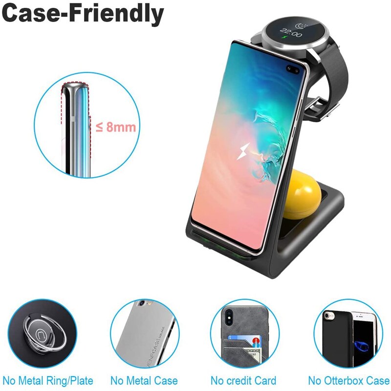 3 In 1 Draadloze Oplader Pad Docking Station Voor Samsung SS9 S10 S20 Plus Galaxy Knoppen Gear S2 S3 horloge Snelle Dock Opladen