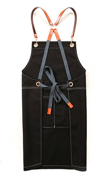 Denim Kitchen Aprons for Chef Work Clothes Cooking Baking Bar Apron with Pockets Cafes Beauty Nails Bibs Studios Uniform