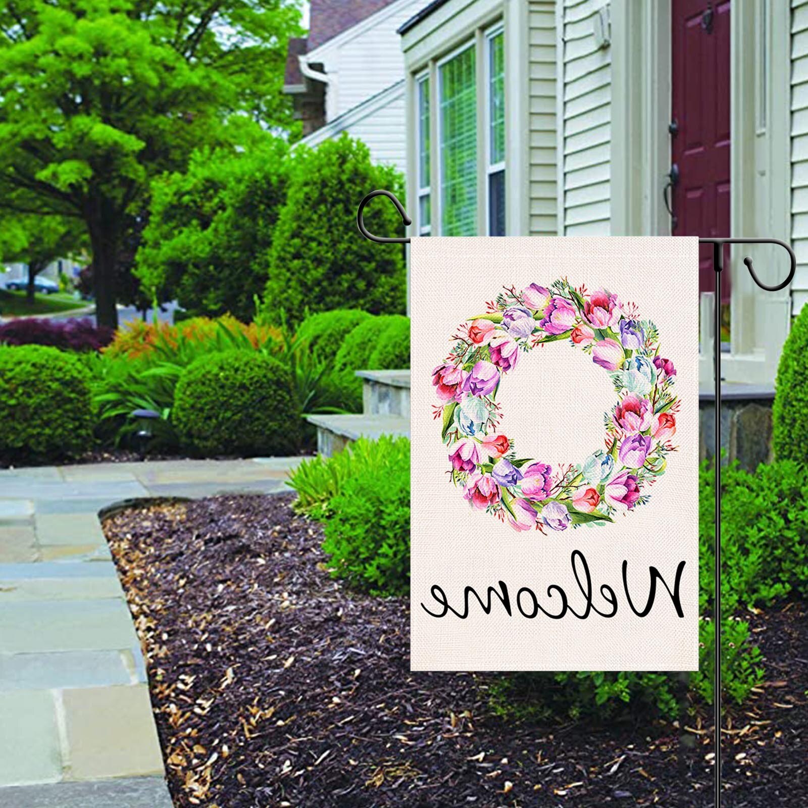 Spring Garden Flag Decorations Outdoor Banner,Farmhouse Yard Sign Garden Flag House Decor