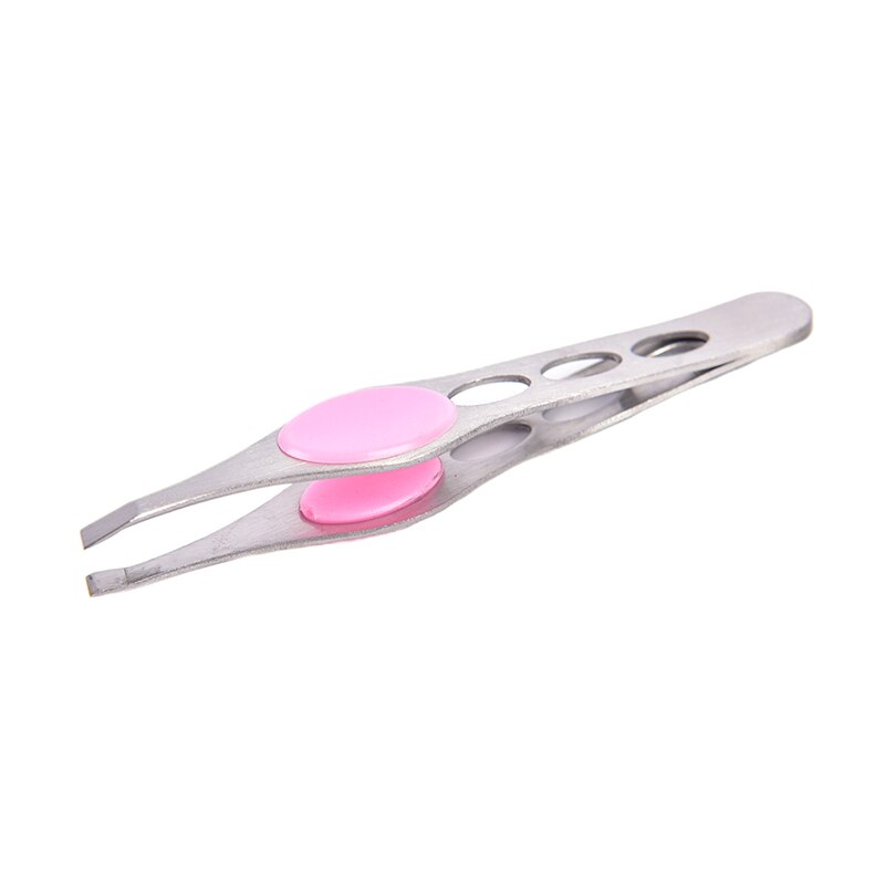 Brainbow 1pc Eyebrow Tweezer Stainless Steel Eyelash Extension Tweezers Eye Hair Removal Lady Face Makeup Tools Beauty Essential: Pink