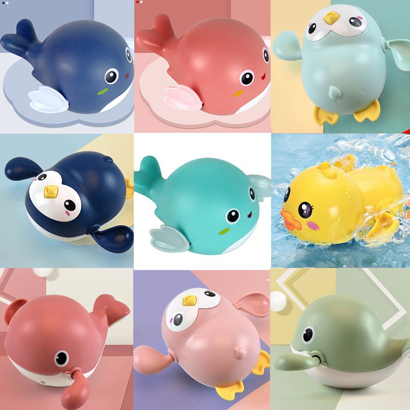 1 pz giocattoli da bagno per bambini anatre da bagno cartone animato animale balena granchio piscina catena orologio per bambini giocattolo acquatico per bambini 0 24 mesi