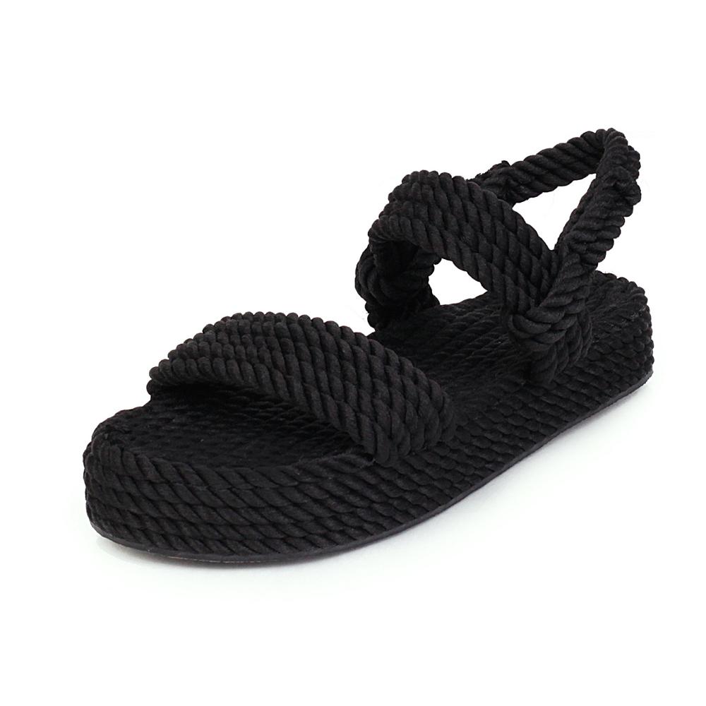 Zomer Vrouwen Platte Sandalen Touw Vrouwelijke Strand Schoenen Wig Schoenen Hoge Hak Comfortabele Platform Sandalen Sandalia Feminina: 2 / 8
