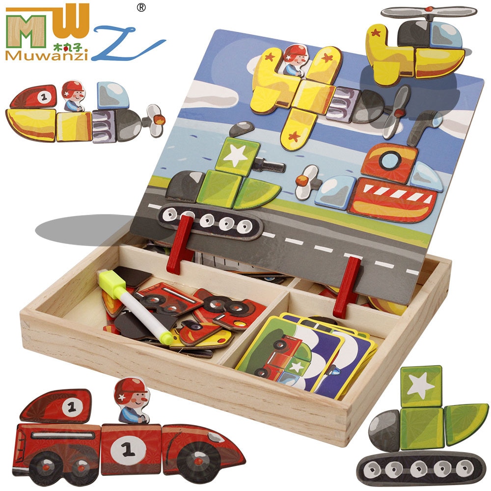 MWZ Multifunktionale Zeichnung Bord Holz Spielzeug Pädagogisches Magnetische Puzzle Kinder Kinder Puzzle Spielzeug