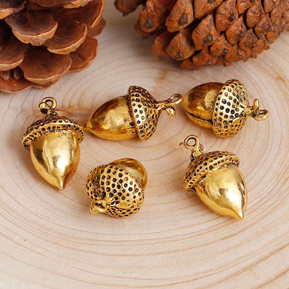 Encantos de Liga De Zinco Com Base 3D DoreenBeads Bolota Cor Prata Ouro 28mm(1 1/8 ") x 16mm( 5/8"), 2 PCs