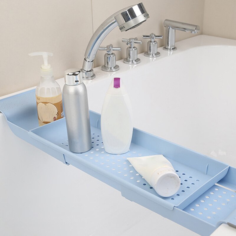 Retractable Bathtub Storage Rack Bath Tray Shelf Plastic Kitchen Drain Rack Multifunction Towel Organizer Shelf Bathroom Tools