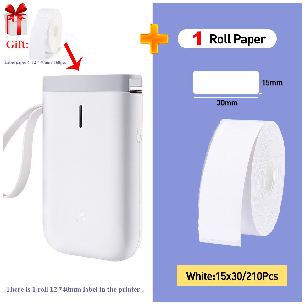 Imprimante thermique portable D11 pour étiquettes, machine d'impression thermique pour poche, étiquette de planificateur: White w 15x30mm1