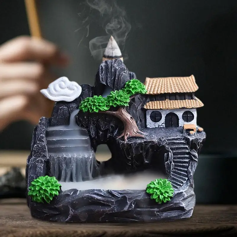 Incense Burner Resin Backflow Incense Smoke Waterfall Incense Holder For Aromatherapy Environment Cleansing Yoga Home Decor