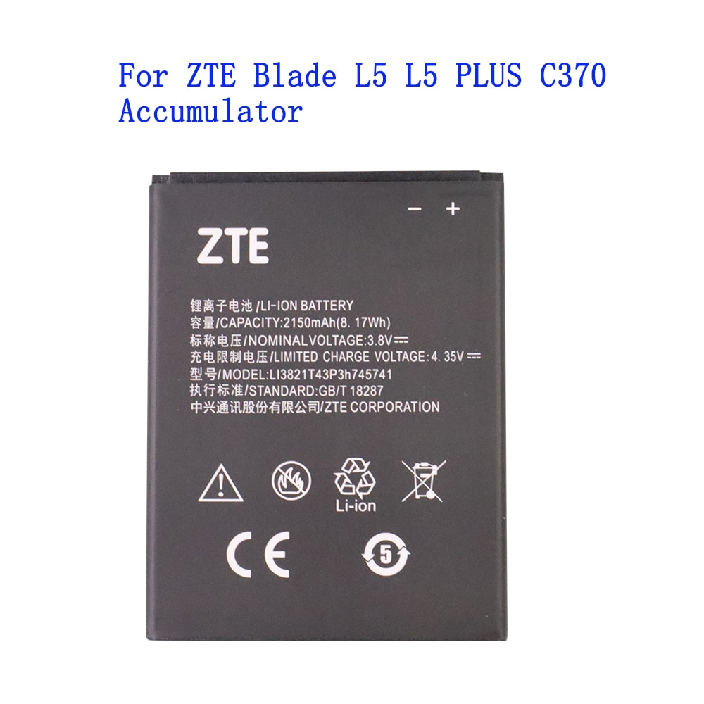 Originele Blade L5 Telefoon Batterij Voor Zte Blade L5 L5 Plus C370 Accumulator 2150Mah Li3821T43p3h745741