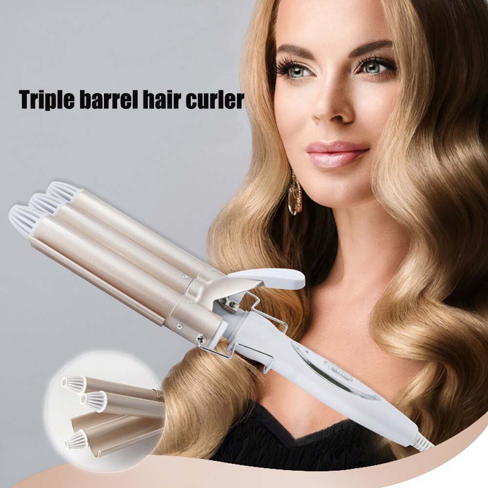 Triple Barrel Hair Curling Iron Electric Curlier Ceramic Hair Waver Styling Tools Hair Curling Corrugation Wand