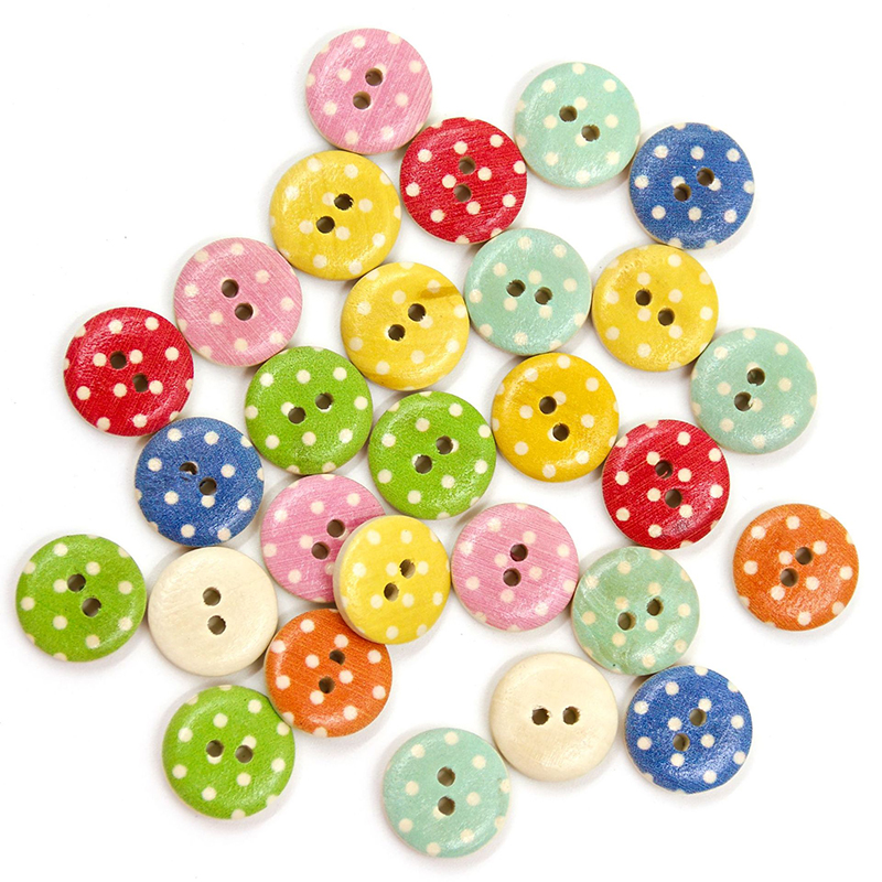 100 stuks/partij 15mm diameter ronde houten knopen voor kleding, decoratieve knoop voor handwerk.