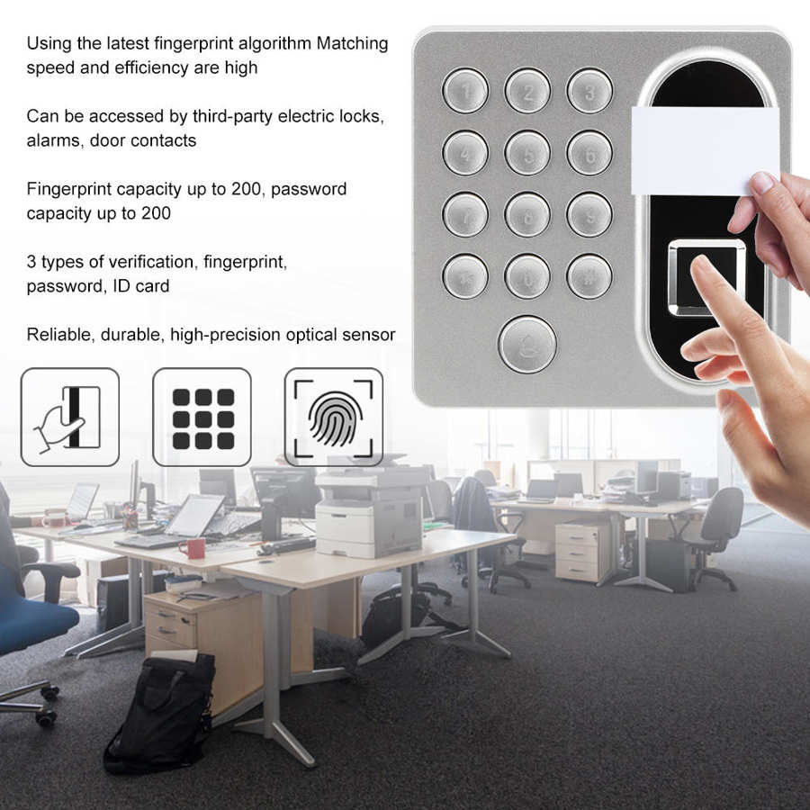 Access Control Fingerprint Password ID Card Backlit Keypad Attendance Machine 125KHZ RFID